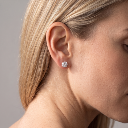 14k Rose Gold 6.5mm Diamond Earrings - Screwback or Pushback - Pair