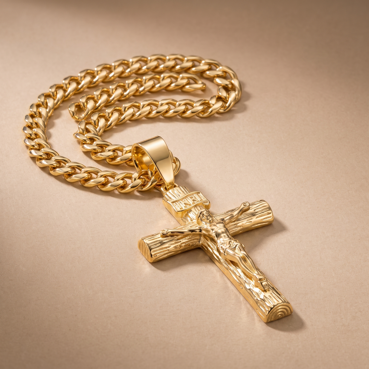 INRI Jesus Crucifix Cross Pendant Religious - 14k Gold Vermeil Silver or Brass