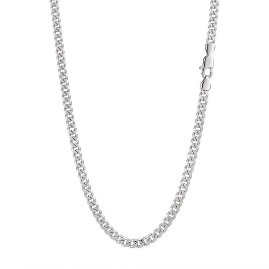14k White Gold 5mm Curb Cuban Chain Necklace