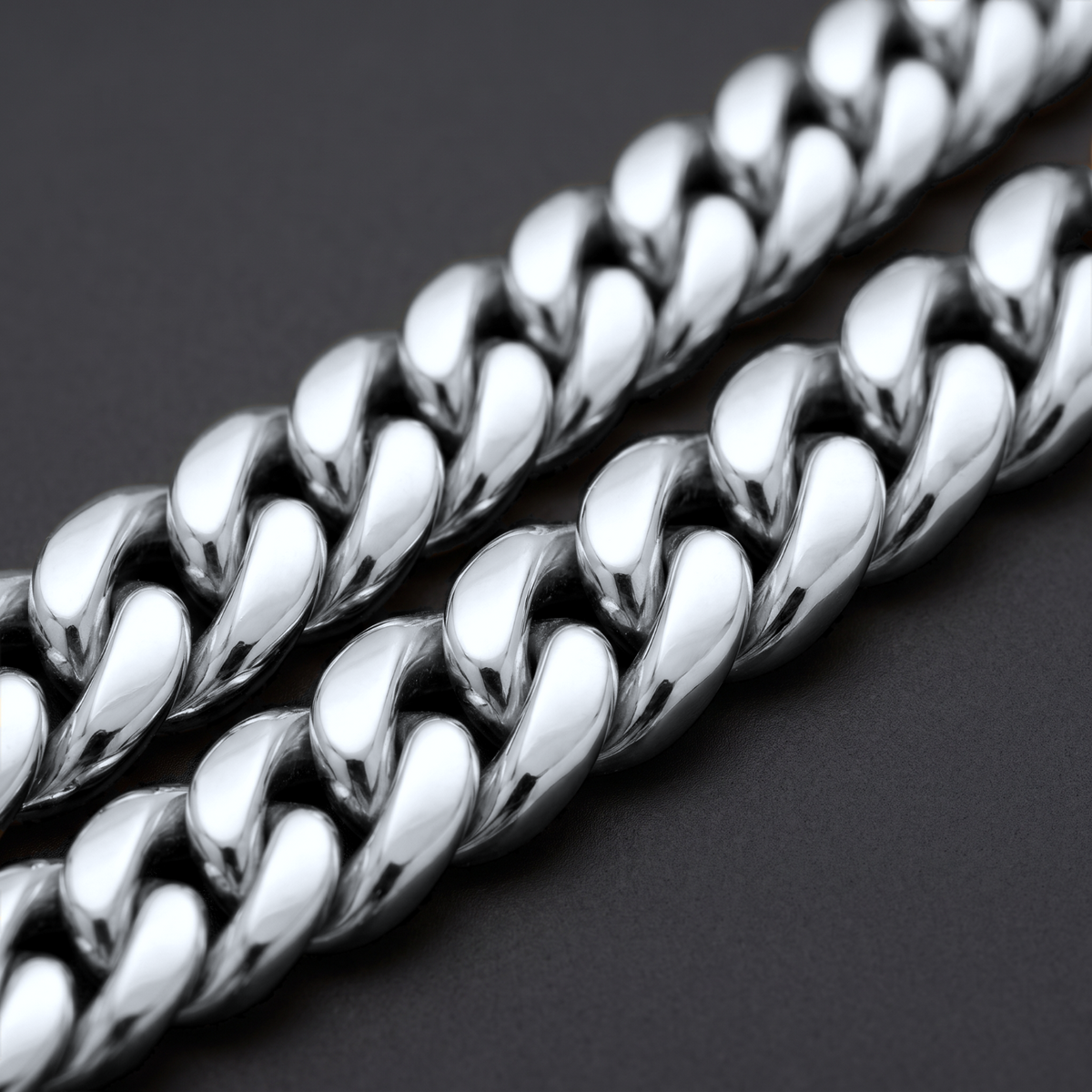 14k White Gold 8mm Miami Cuban Chain Necklace Diamond Clasp