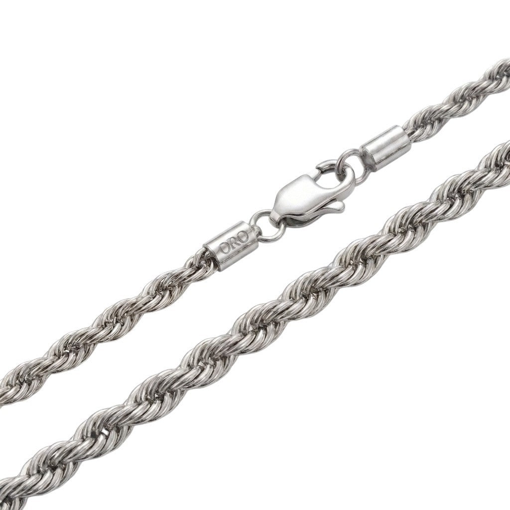 14k White Gold 6mm Rope Chain Necklace