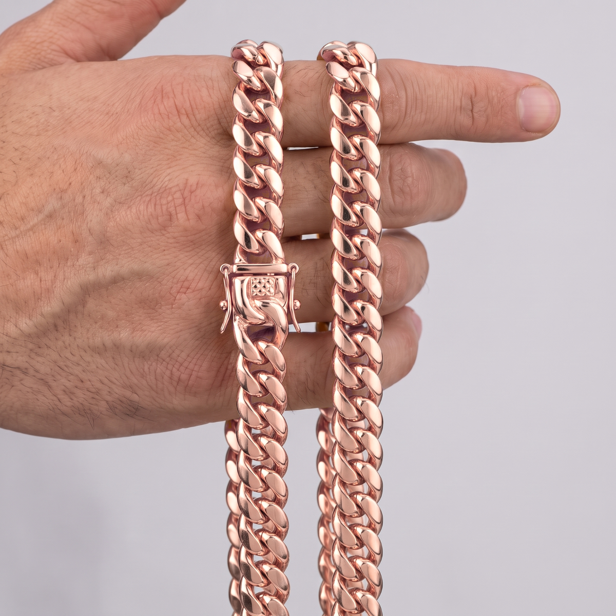 12mm 14k Rose Gold Plated Stainless Steel Miami Cuban Link Chain Necklace 16-30”