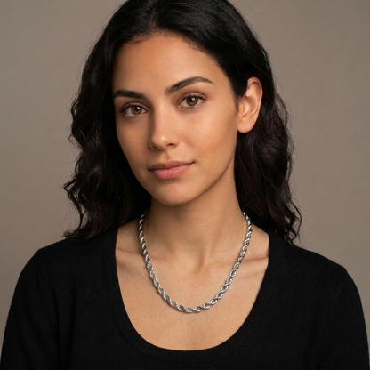 14k White Gold 4mm Rope Chain Necklace