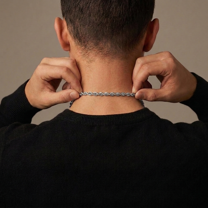 14k White Gold 5mm Rope Chain Necklace