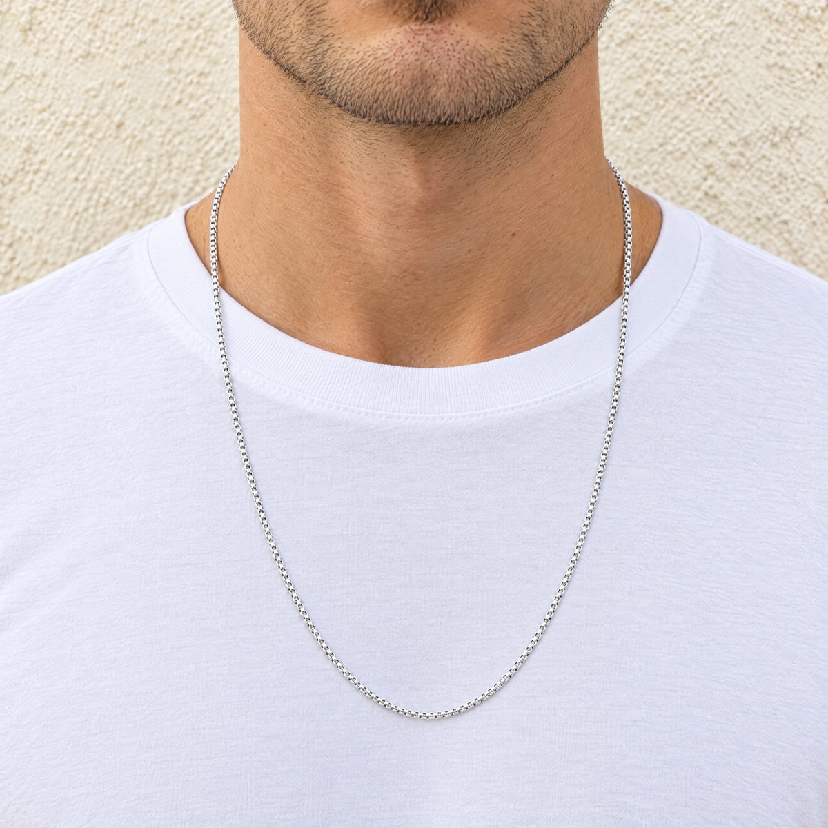 14k White Gold 2mm Box Chain Necklace