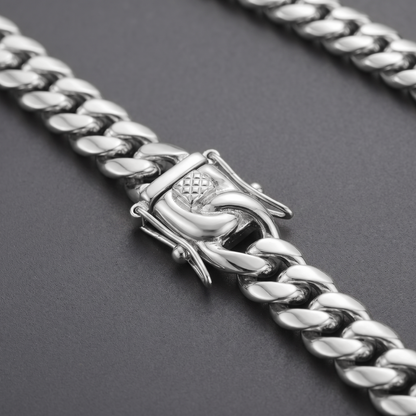 14k White Gold 8mm Miami Cuban Chain Necklace