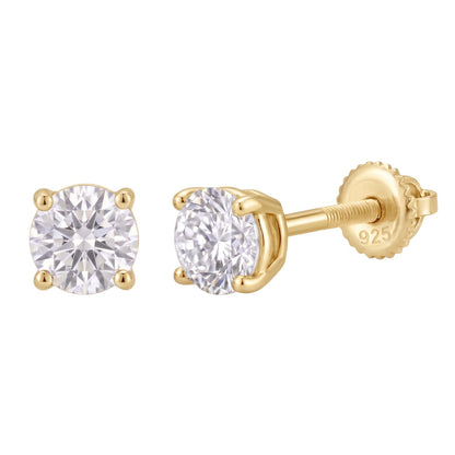 14k Gold 5mm Diamond Earrings - Screwback or Pushback - Pair