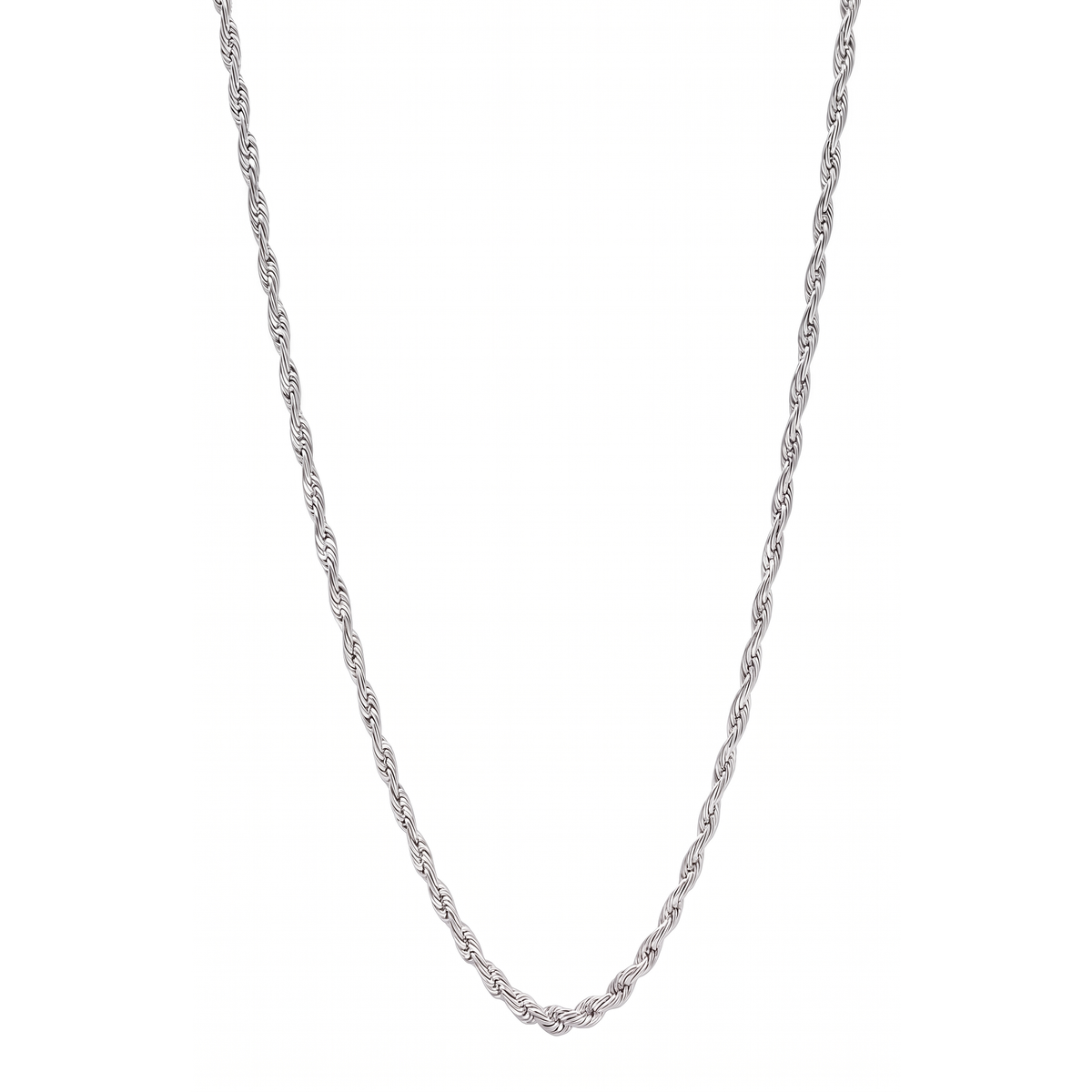 14k White Gold 2mm Rope Chain Necklace