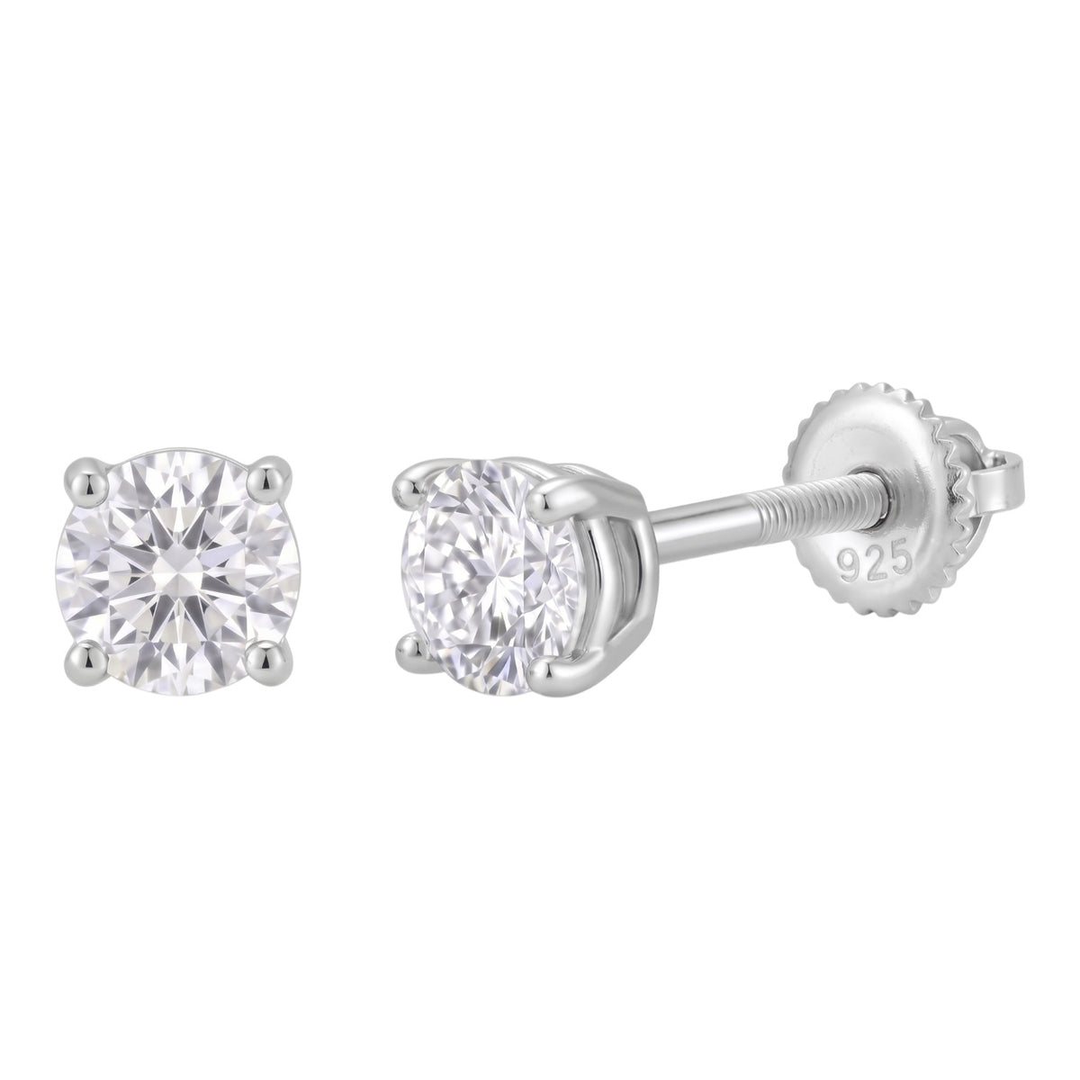 14k Gold 3mm Diamond Earrings - Screwback or Pushback - Pair