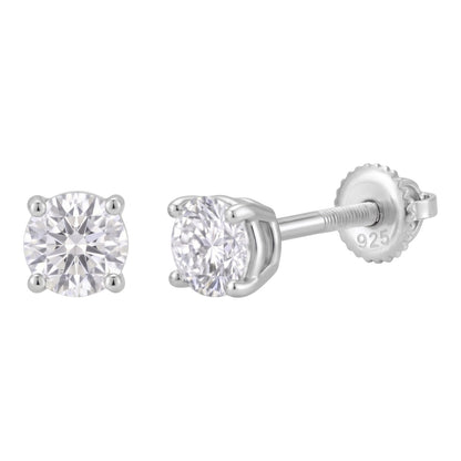 14k Gold 3mm Diamond Earrings - Screwback or Pushback - Pair