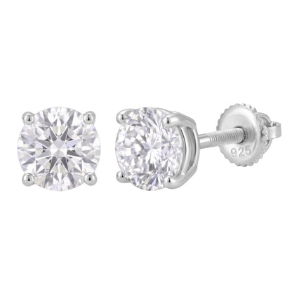 14k Gold 6.5mm Diamond Earrings - Screwback or Pushback - Pair
