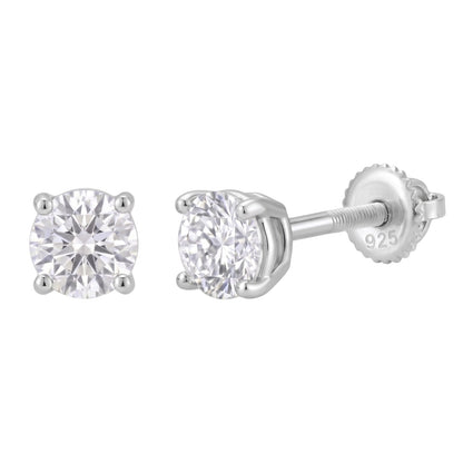 14k Gold 4mm Diamond Earrings - Screwback or Pushback - Pair