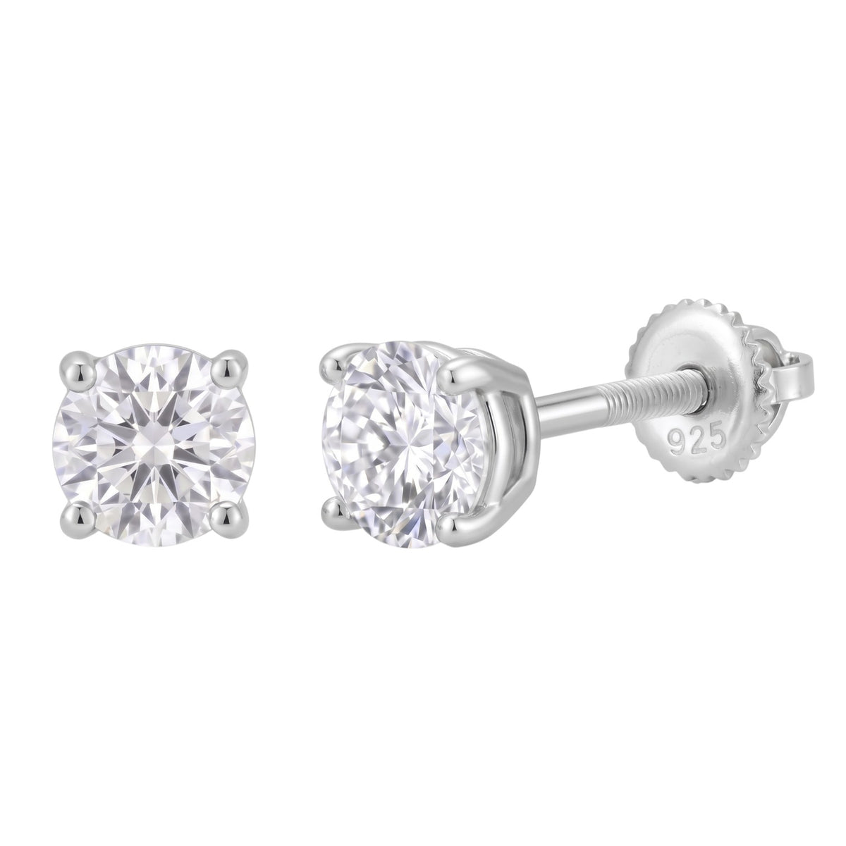 14k Gold 5mm Diamond Earrings - Screwback or Pushback - Pair